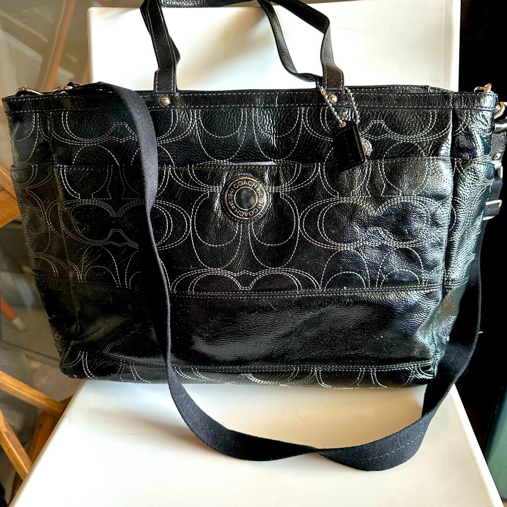 Bee-Yout-iful!! Coach Patent Leather Weekender, Signature C Diaper or Travel Bag